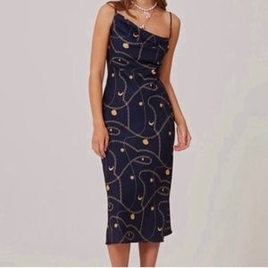 Finders Keepers Navy Chain Charms Dress Size 4